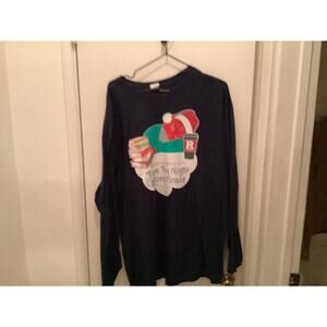 TWAS THE NIGHT BEFORE FINALS Rutgers Camden Men’s L S Tee Shirt XL Blue Logo